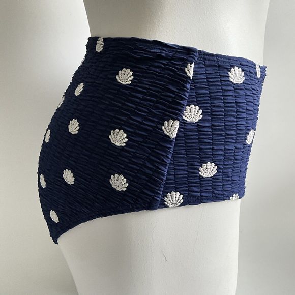 & Other Stories Bikini Size 6 Blue Shell Print High Waisted Swim Bottom - Picture 11 of 12
